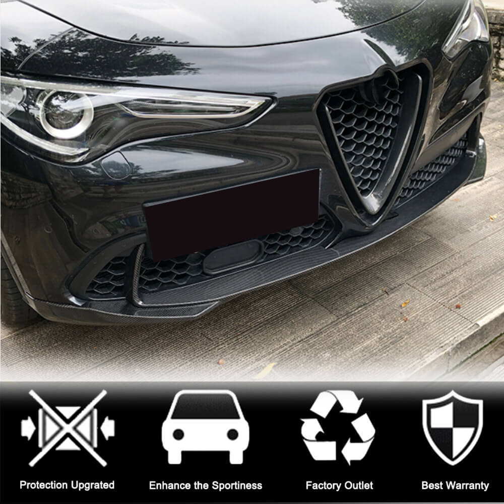 Front lip spoiler (for Base, 2017-2023, Carbon) for Alfa Romeo Stelvio 2016- - image 3