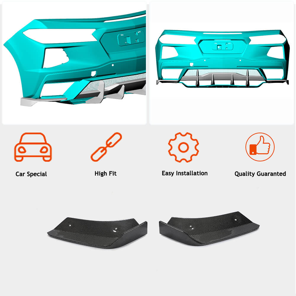 Rear bumper cover (2019-2022, Carbon) for Chevrolet Corvette C8 2019- - image 3
