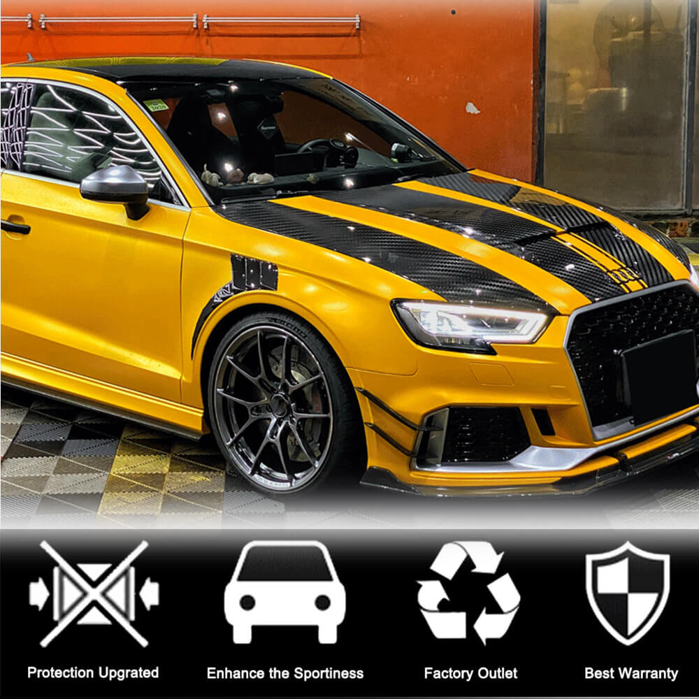 Front bumper extensions V2 (for RS3 SD 2017-2020, Carbon) for Audi A3 2012-2020 - image 3