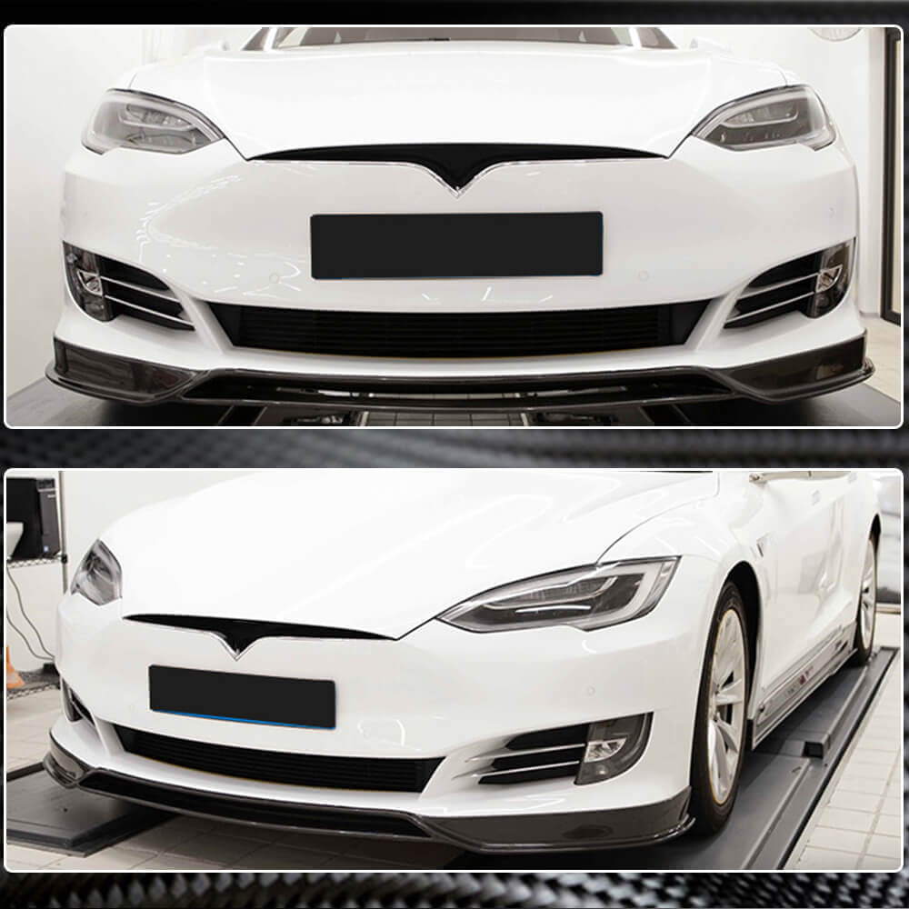 Front Bumper Lip Spoiler (2016-2021, Carbon) for Tesla Model S 2012– - image 3