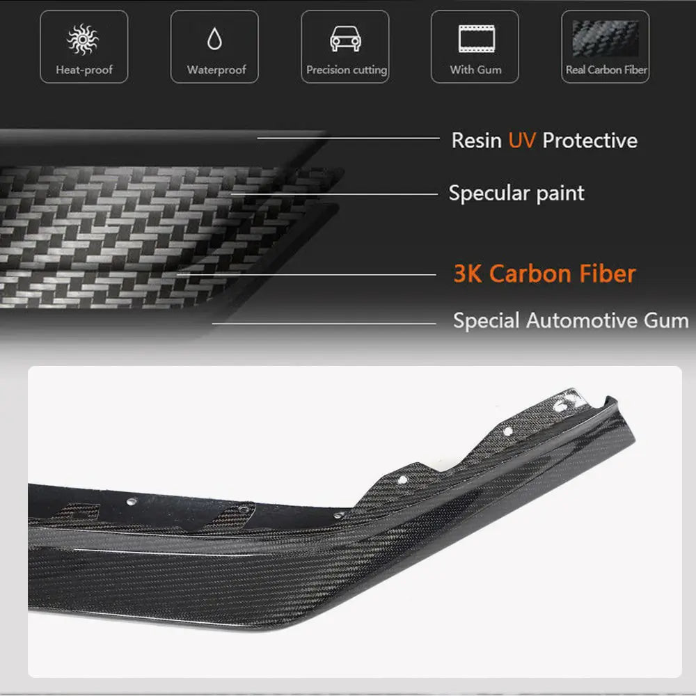 Front Bumper Lip Spoiler (for Z06, 2020-2024, Carbon) for Chevrolet Corvette C8 2019- - image 3