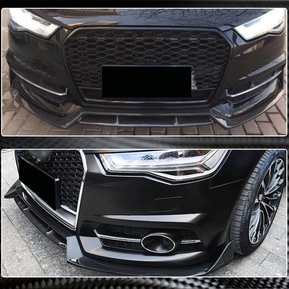 Front bumper lip Carbon V1 (for S-Line 2014-2018) for Audi A6 C7 2011-2017 - image 3