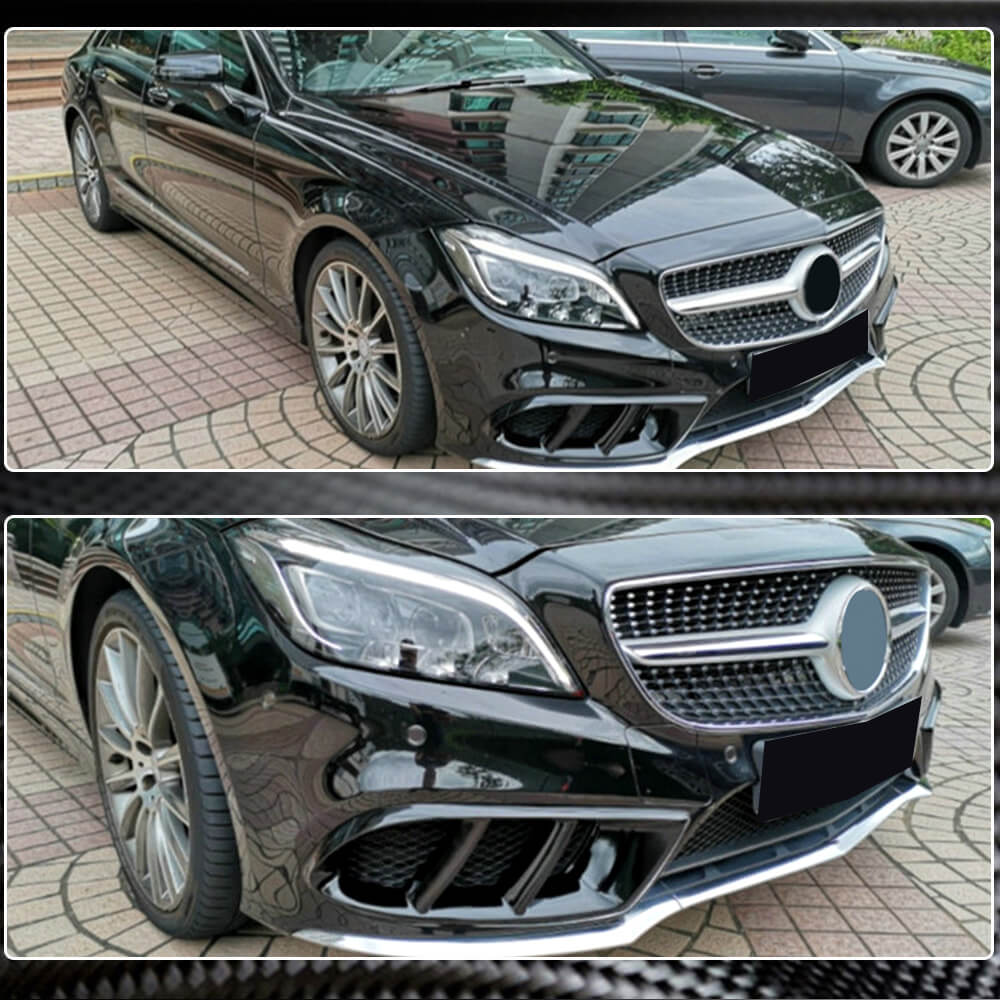 Covers on the front bumper (for AMG-Line SD 2015-2018, Carbon) for Mercedes CLS C218 2011-2018 - image 3