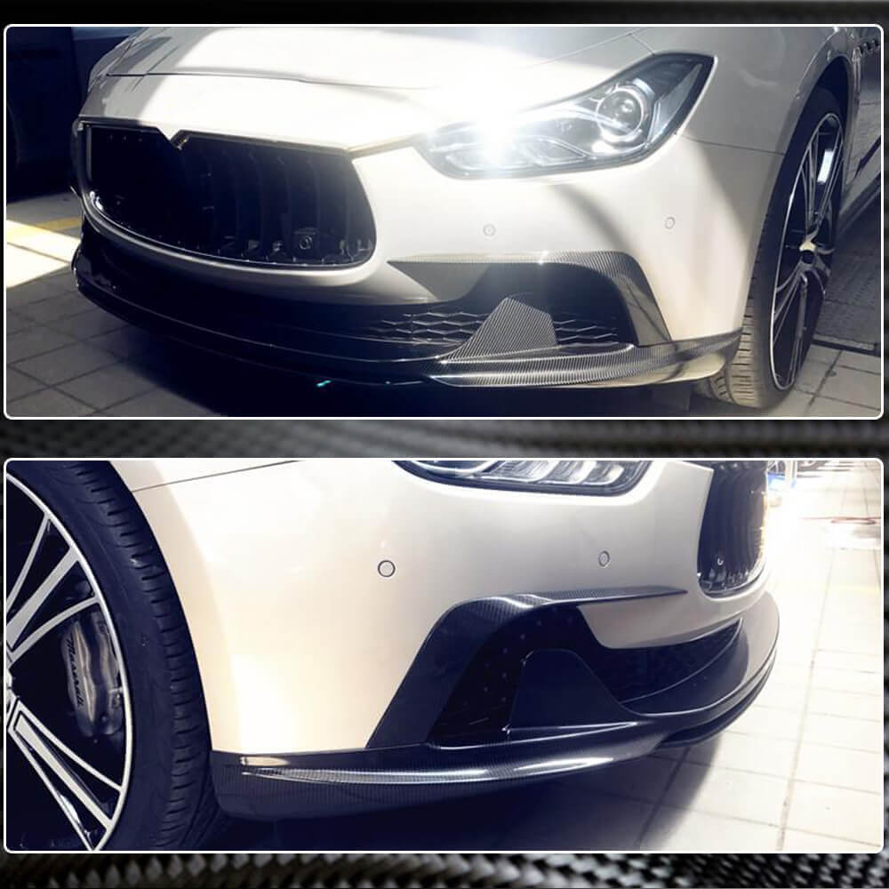 Front Bumper Lip V3 for Base/S/S Q4 2013-2017, Carbon for Maserati Ghibli 2013-2023 - image 3