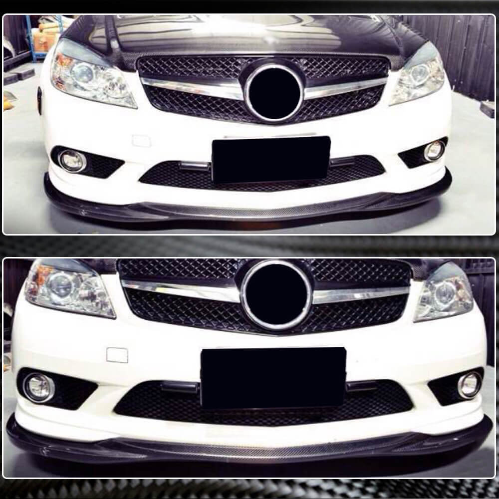 Front Bumper Lip Spoiler (for AMG-Line 2008-2011, Carbon) for Mercedes C-class W204 2007-2015 - image 3