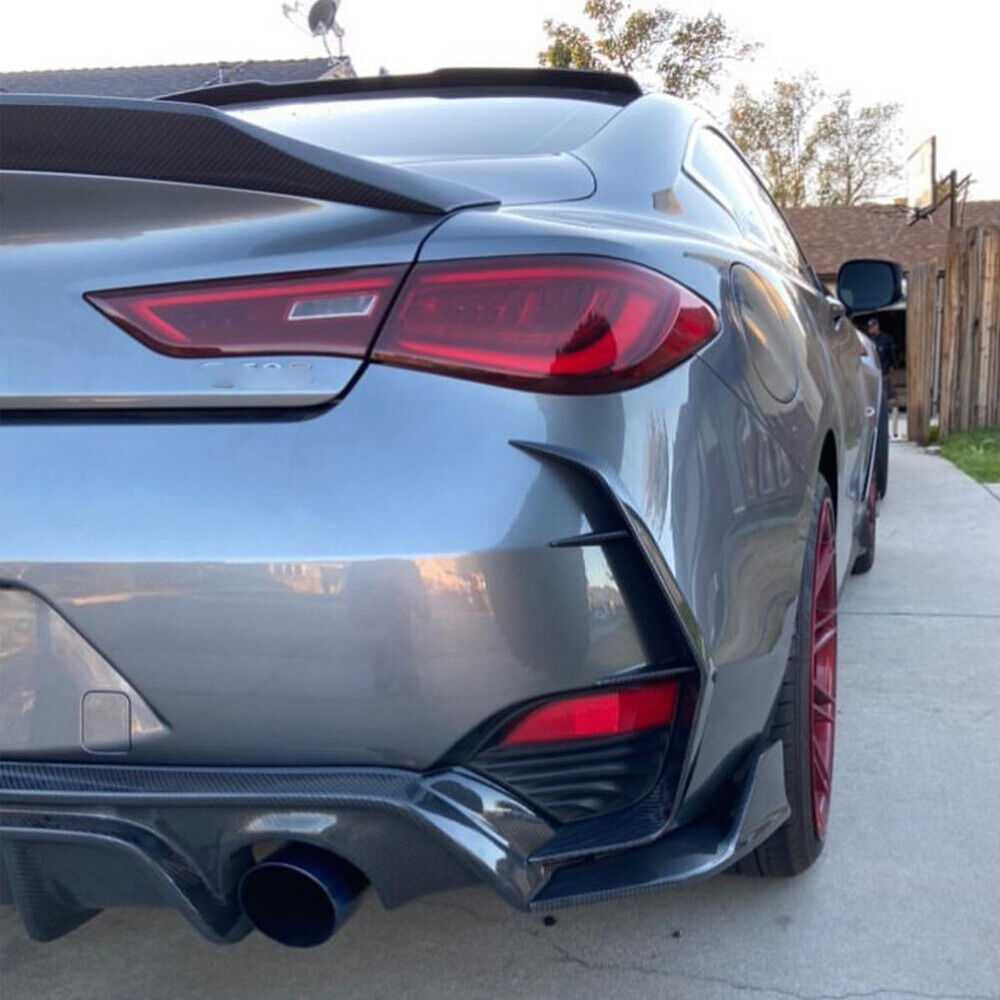 Covers on the rear bumper (for Q60 2016-2022, Carbon) for Infiniti Q50/Q60 2013-2024 - image 3