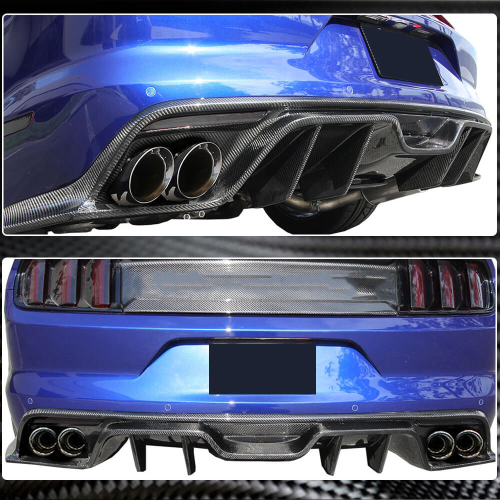 Rear Bumper Diffuser V1 (2015-2017, Carbon) for Ford Mustang 2015-2023 - image 3