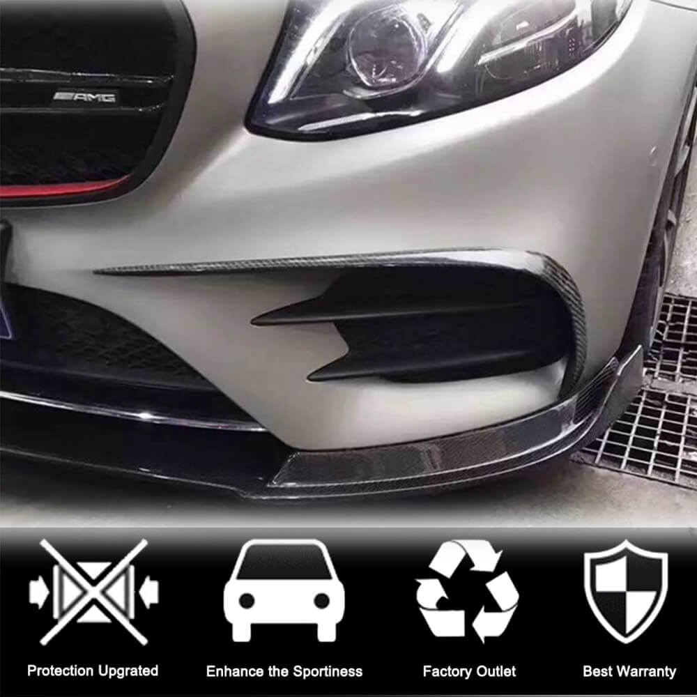 Covers on the front bumper V1 (for E43 AMG 2016-2019, Carbon) for Mercedes E-class W213 2016-2023 - image 3