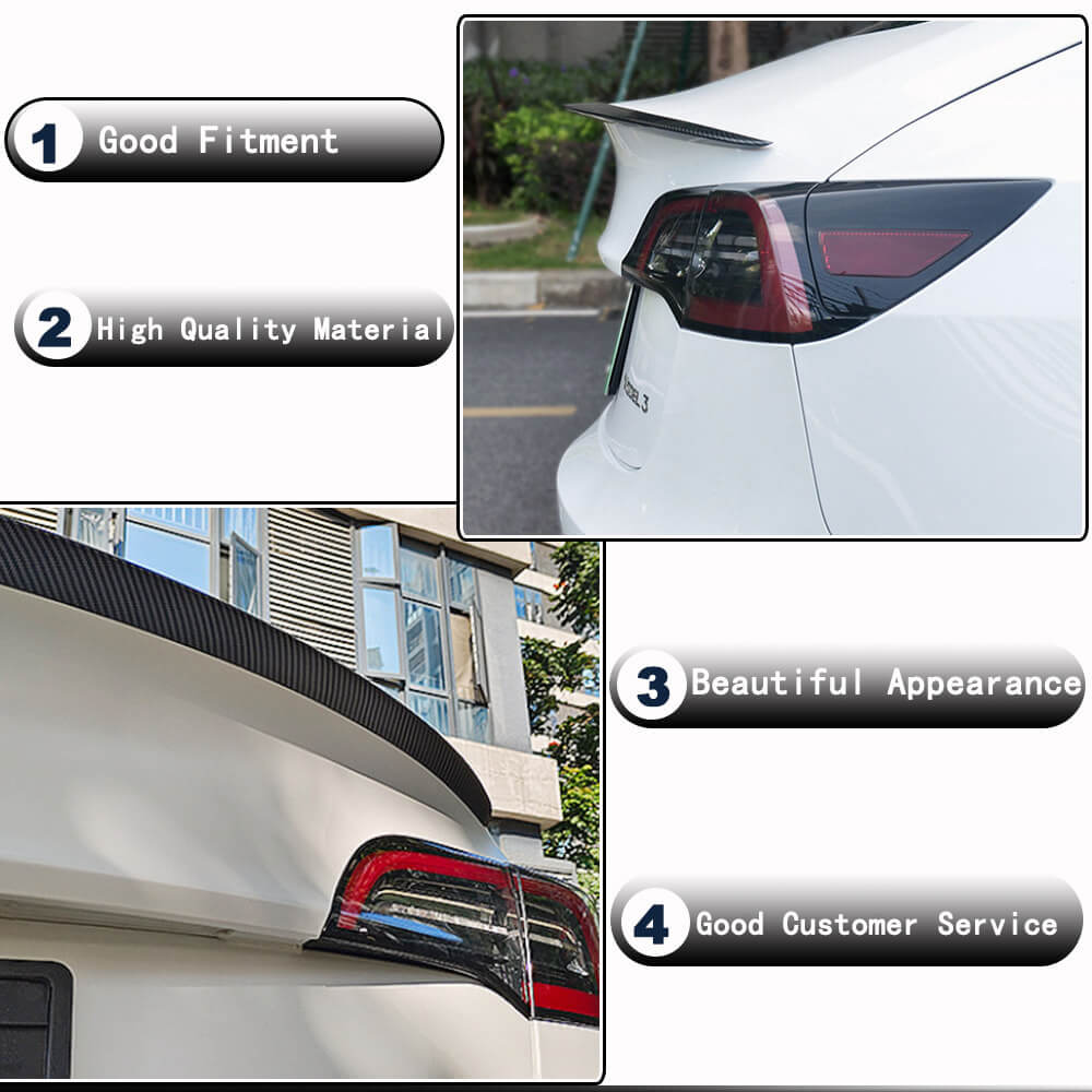 V5 Spoiler (2017-2023, Carbon) for Tesla Model 3 2017- - image 3