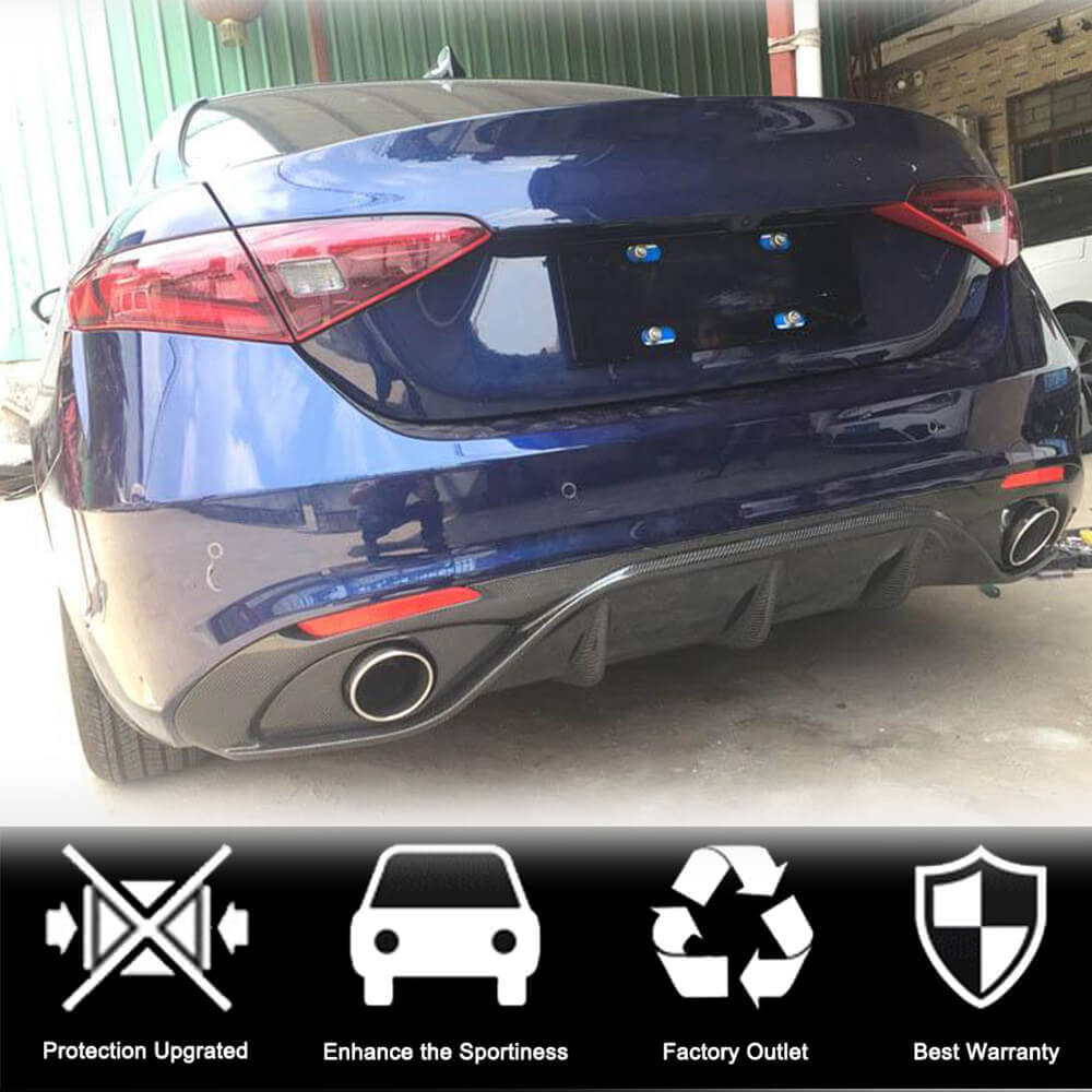 Rear Bumper Diffuser (for Sport, Carbon) for Alfa Romeo Giulia 2016-2022 - image 3