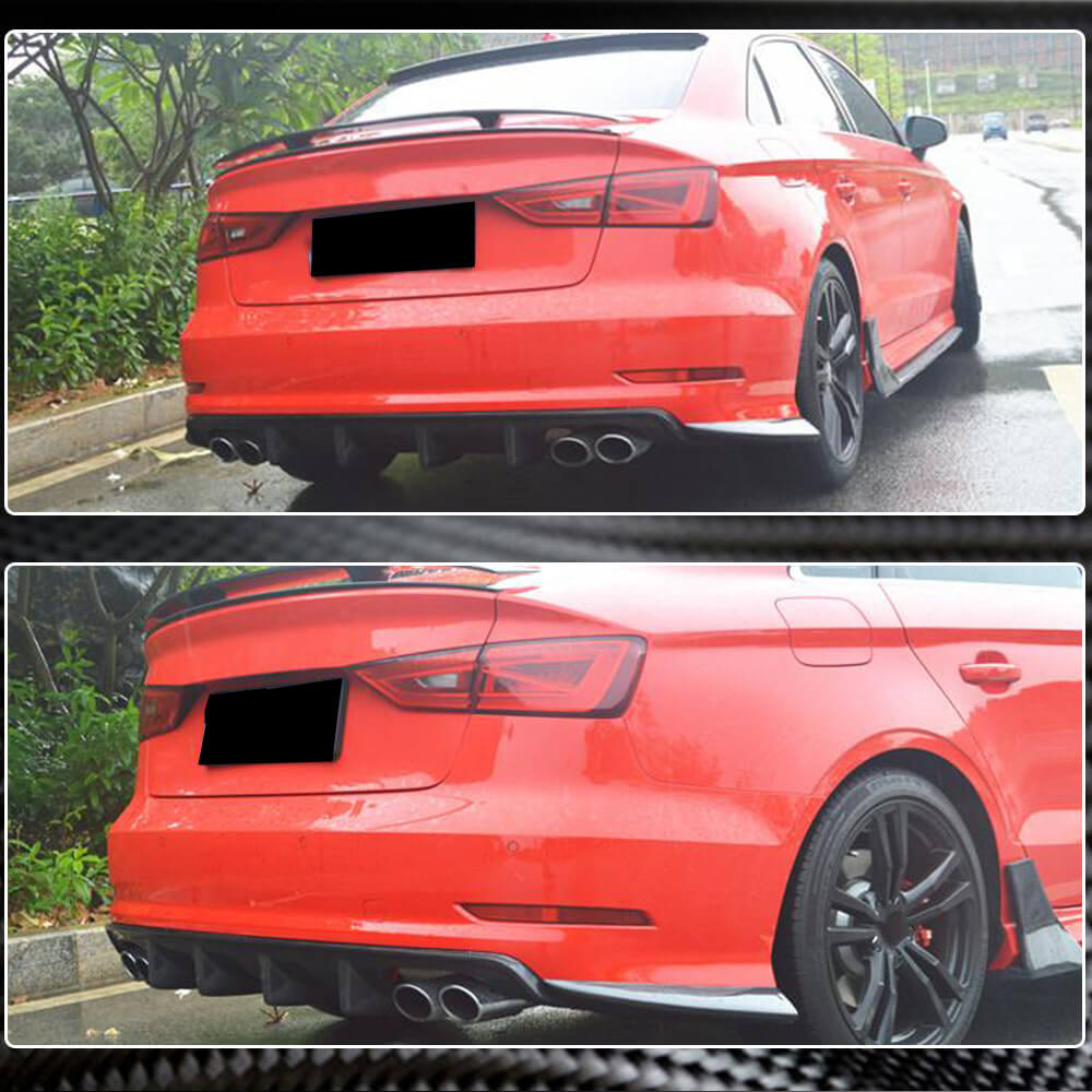 Rear bumper diffuser V3 (for S-Line SD 2012-2016, Carbon) for Audi A3 2012-2020 - image 3