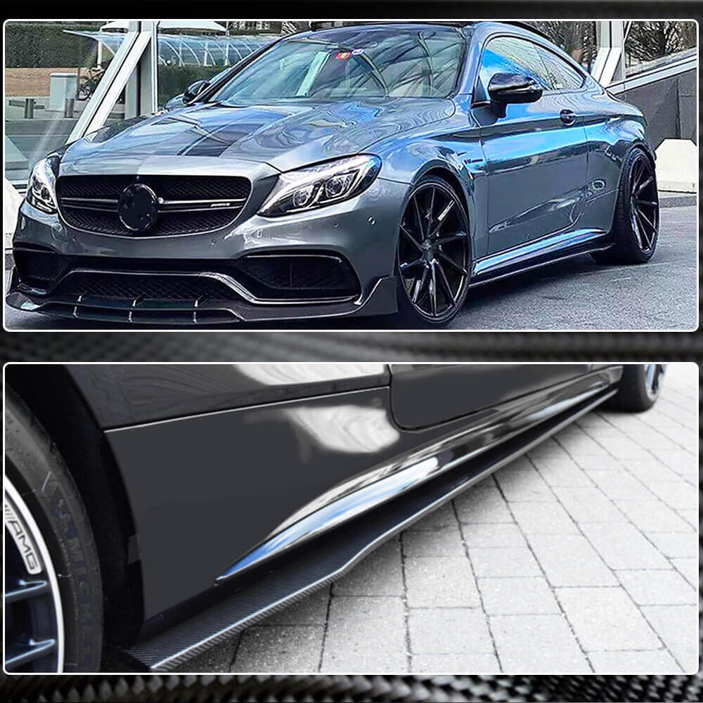 Side Skirts V1 (for C43/C63 AMG 2015-2019, Carbon) for Mercedes C-сlass W205 2014-2021 - image 3