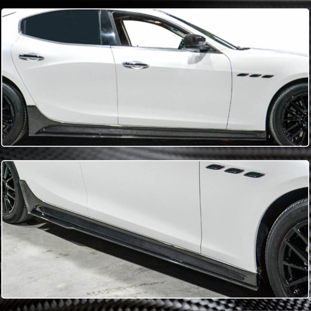 Side Skirts V3 (for Base/S/S Q4/Diesel/250 Diesel, Carbon) for Maserati Ghibli 2013-2023 - image 3
