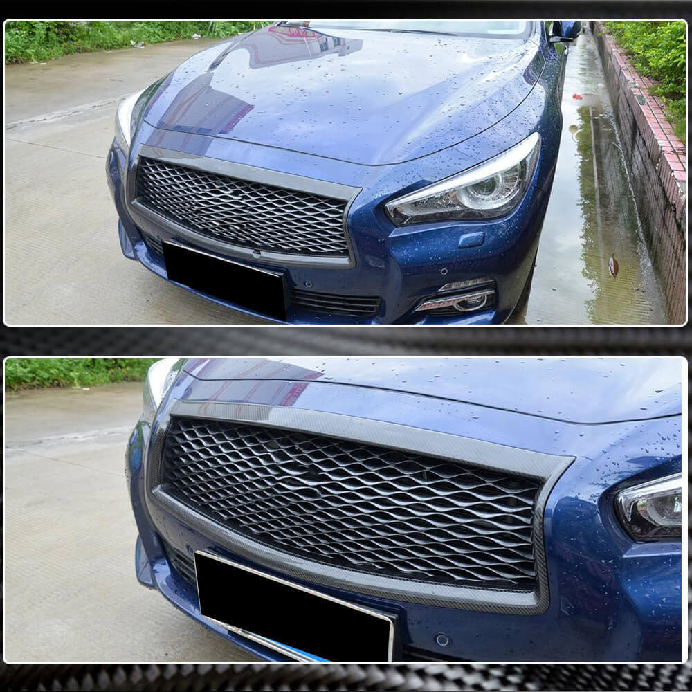 Radiator grille outline (for Q50 Base/Sport 2014-2017, Carbon) for Infiniti Q50/Q60 2013-2024 - image 3