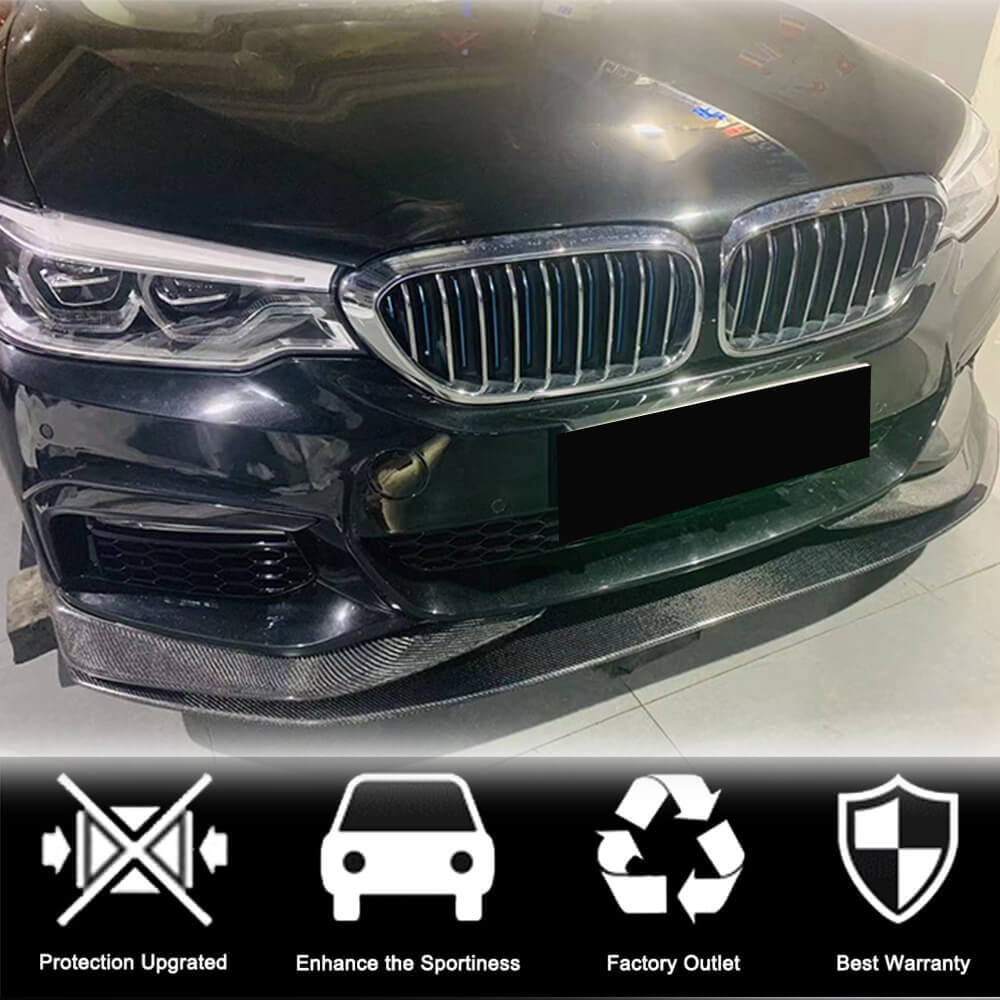 Front Bumper Lip V1 for M-Sport 2017-2020, Carbon for BMW 5 Series G30/G31 2017-2023 - image 3