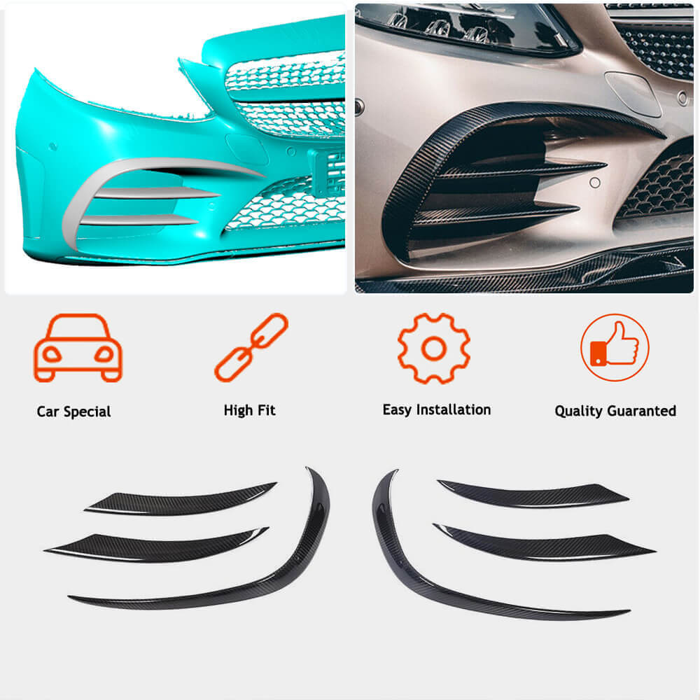 Front Bumper Extensions V1 for C43 AMG 2019-2021 Carbon for Mercedes C-сlass W205 2014-2021 - image 3
