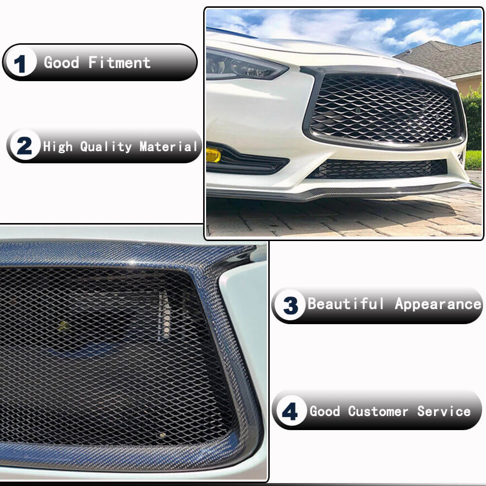 Front Grille Surround Trim (for Q60 2016-2022, Carbon) for Infiniti Q50/Q60 2013-2024 - image 3
