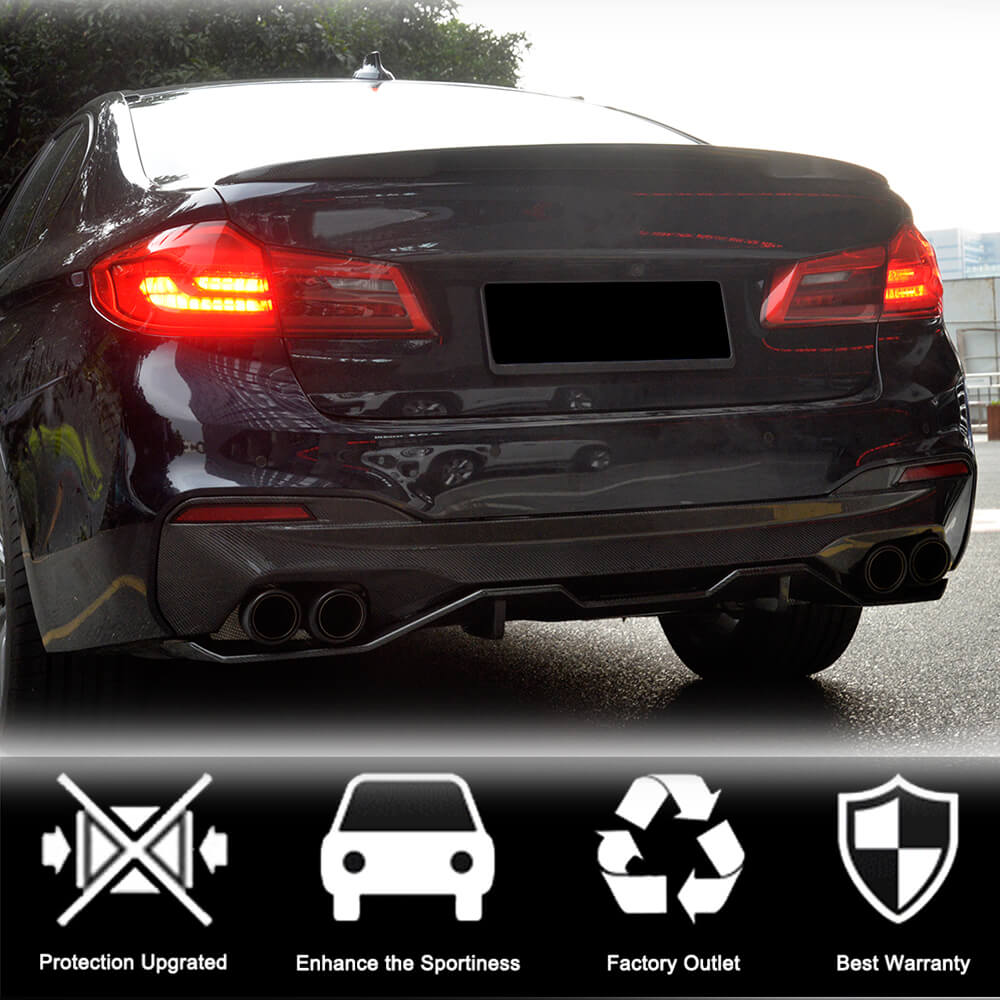 Rear Bumper Diffuser Carbon Fiber V2 (2017-2020, M-Sport) for BMW 5 Series G30/31 2017-2023 - image 3