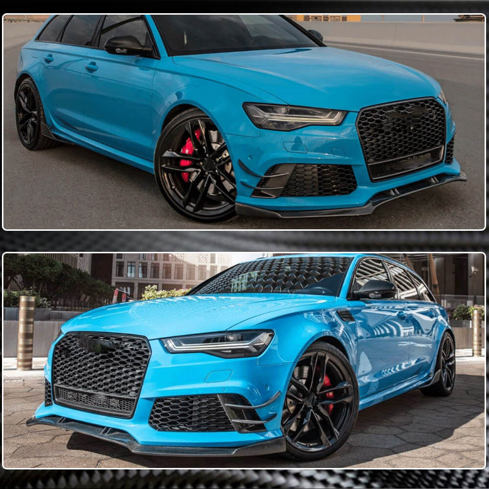Front bumper covers (for RS6, 4 pcs, Carbon) for Audi A6 C7 2011-2017 - image 3
