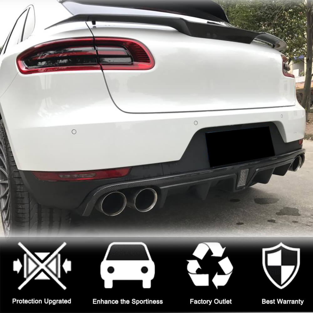 Rear Bumper Diffuser V2 (2014-2021, Carbon) for Porsche Macan 2014-2024 - image 3