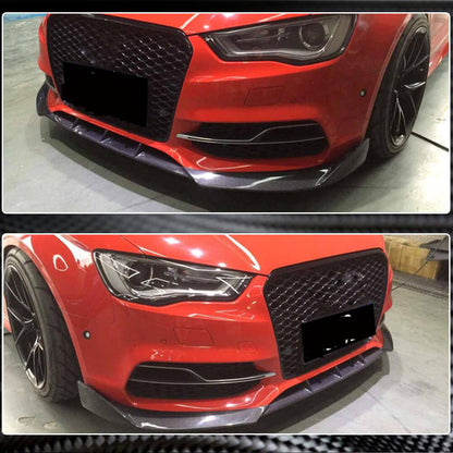 Front Bumper Lip Spoiler Lip V2 (for S-Line Sedan 2012-2016, Carbon) for Audi A3 2012-2020 - image 3