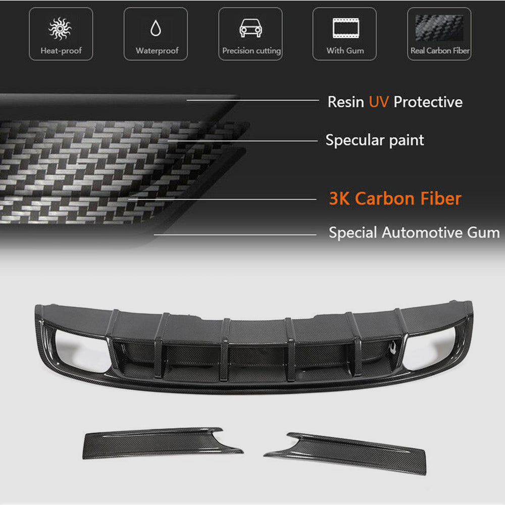 Rear Bumper Diffuser (for S4 2017-2020, Carbon) for Audi A4 B9 2015-2024 - image 3