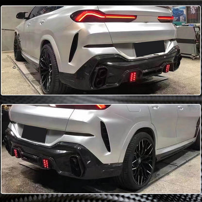 Rear Bumper Diffuser With Exhaust Pipe Tips Carbon Fiber (for M-Competition, 2020-2022) for BMW X6 G06 2019- - image 3