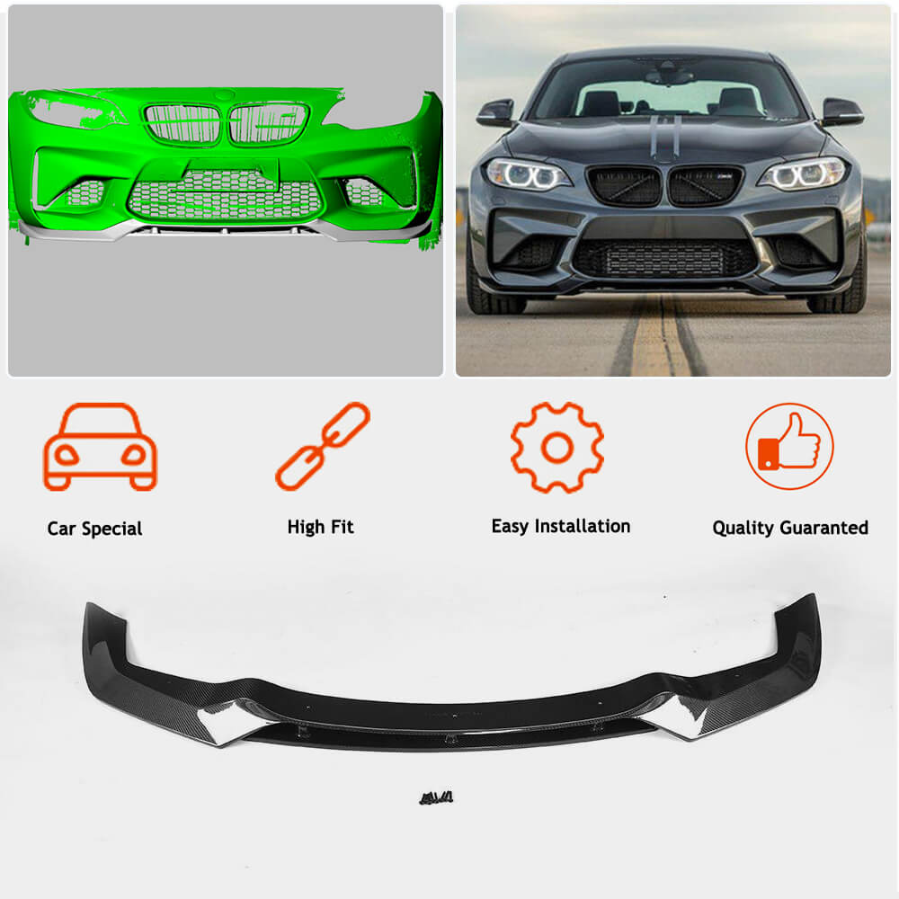 Front Bumper Lip V3 (for F87 M2, Carbon) for BMW 2 Series F22/F23 2014-2021 - image 4