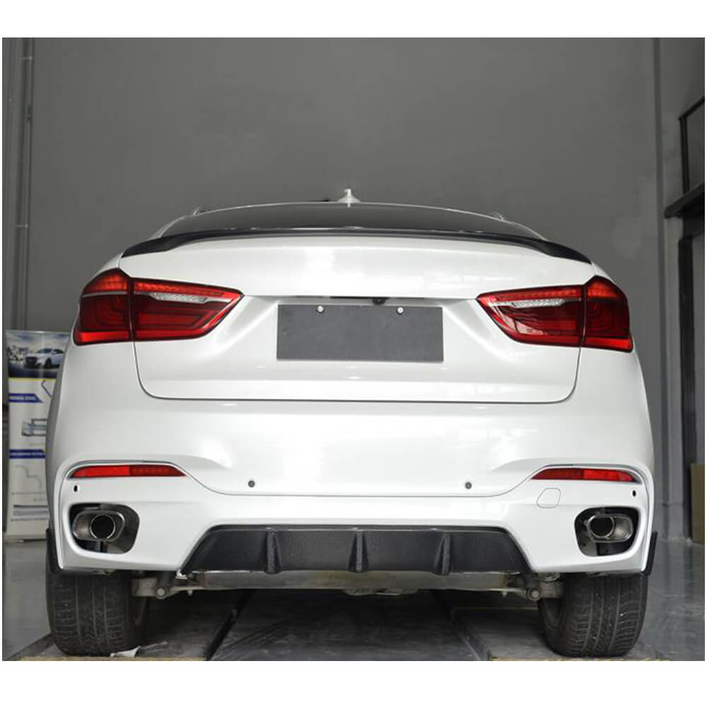 Rear Bumper Diffuser With Splitters Carbon Fiber V1 (M-Sport) for BMW X6 F-16 2014-2019 - image 3