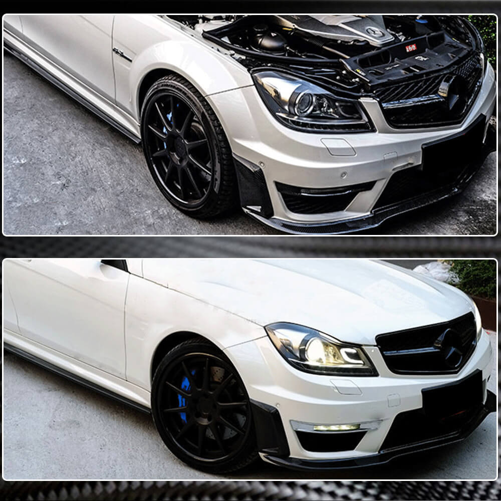 Covers on the front bumper (for AMG 2012-2014, Carbon) for Mercedes C-class W204 2007-2015 - image 3
