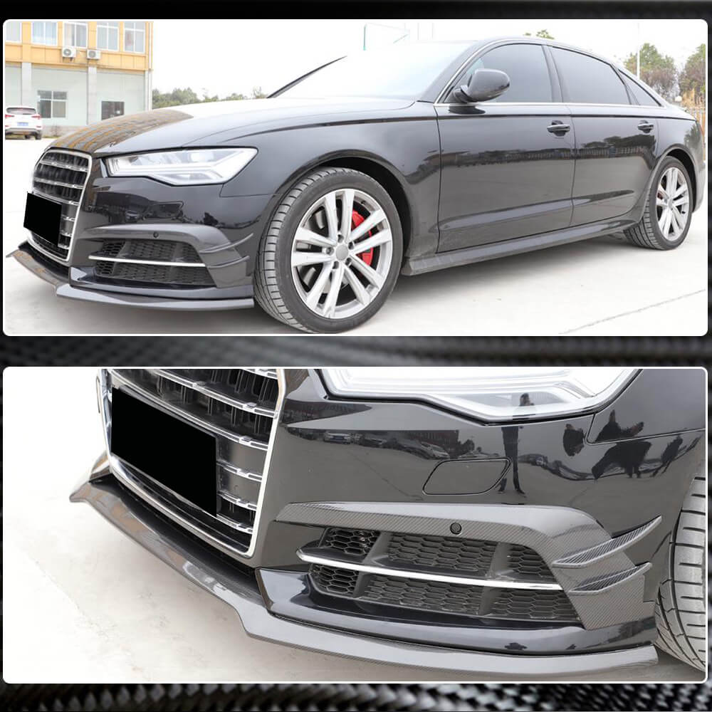 Front bumper lip Carbon V3 (for S-Line 2014-2018) for Audi A6 C7 2011-2017 - image 3