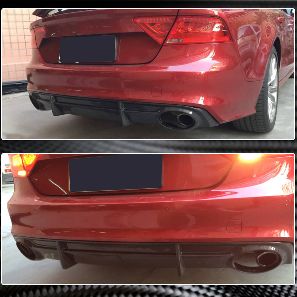 Rear Bumper Diffuser V3 (for S-Line, 2010-2014, Carbon) for Audi A7 2010-2018 - image 3