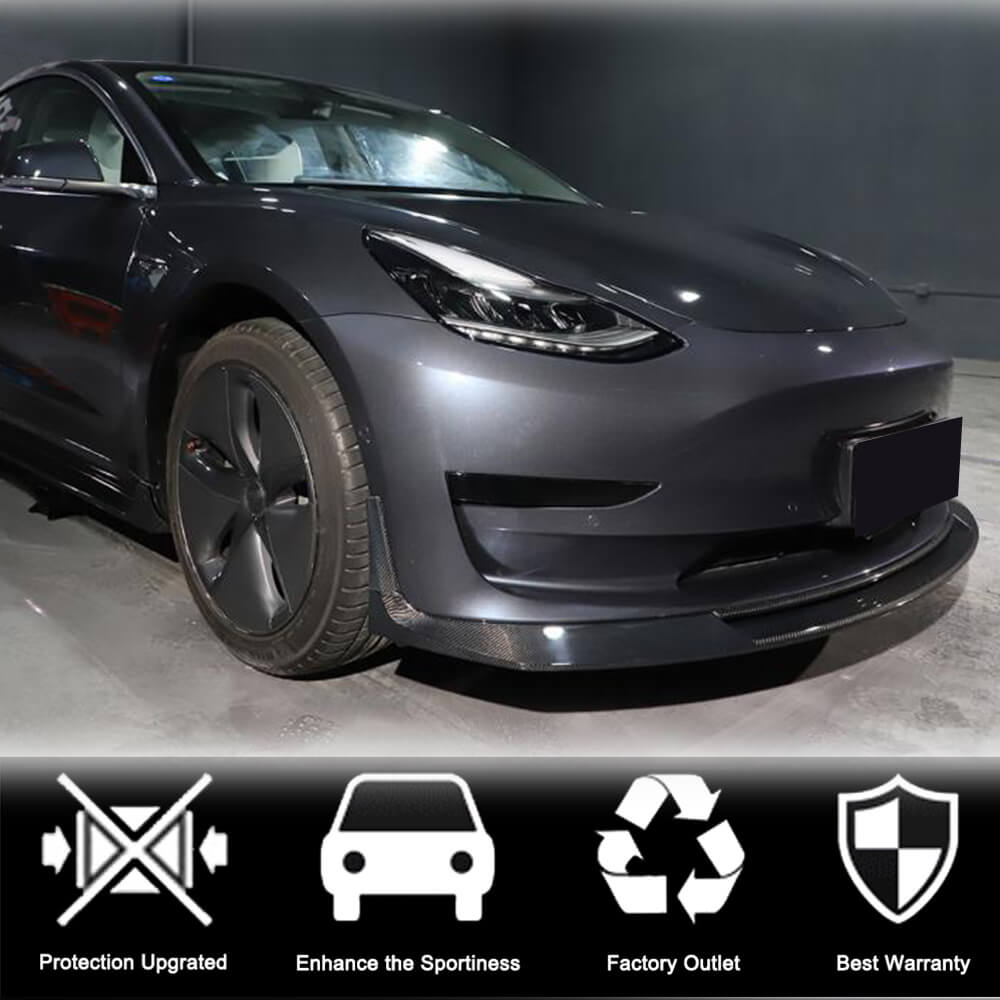 Front Bumper Lip Carbon Fiber V2 (2016-2022) for Tesla Model 3 - image 3