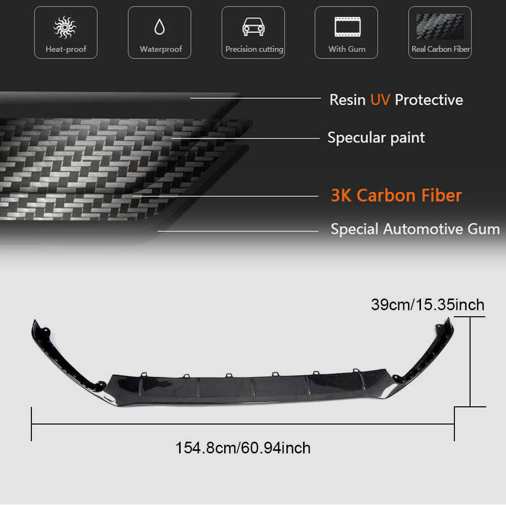 Cover on the front bumper Lip (for RS 2015-2017, Carbon) for Ford Focus III 2011-2017 - image 3