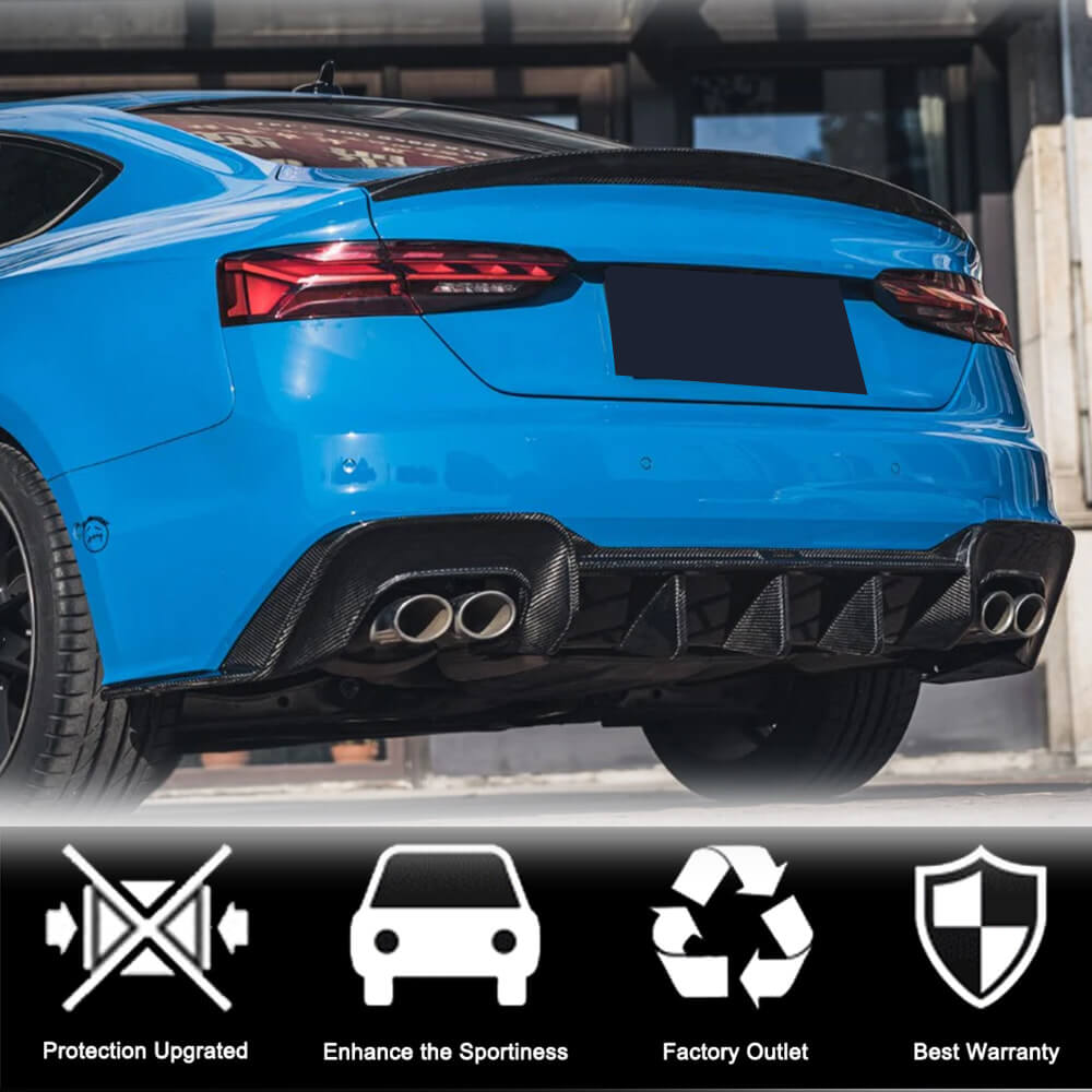 Rear bumper diffuser V1 (for S-Line 2021-2025, Carbon) for Audi A5 2016-2025 - image 3