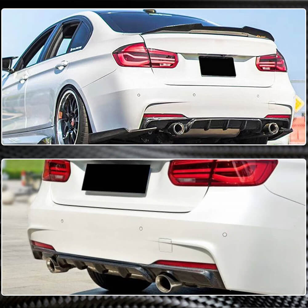 Rear Bumper Diffuser Carbon Fiber V2 (for M-Sport) for BMW 3 series F-30/31/34 2012-2019 - image 3