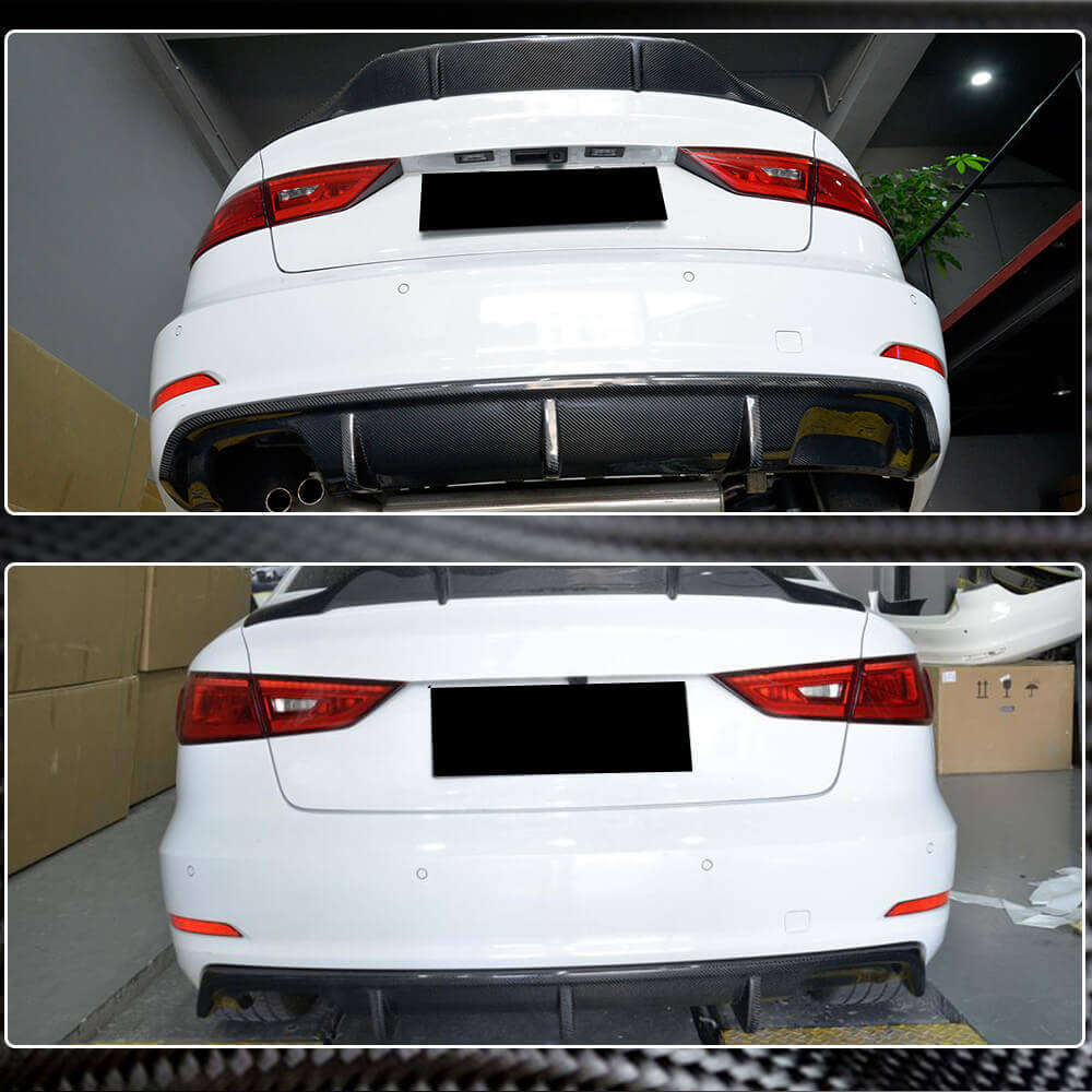 Rear Bumper Diffuser V2 (for Base Sedan 2012-2016, Carbon) for Audi A3 2012-2020 - image 3