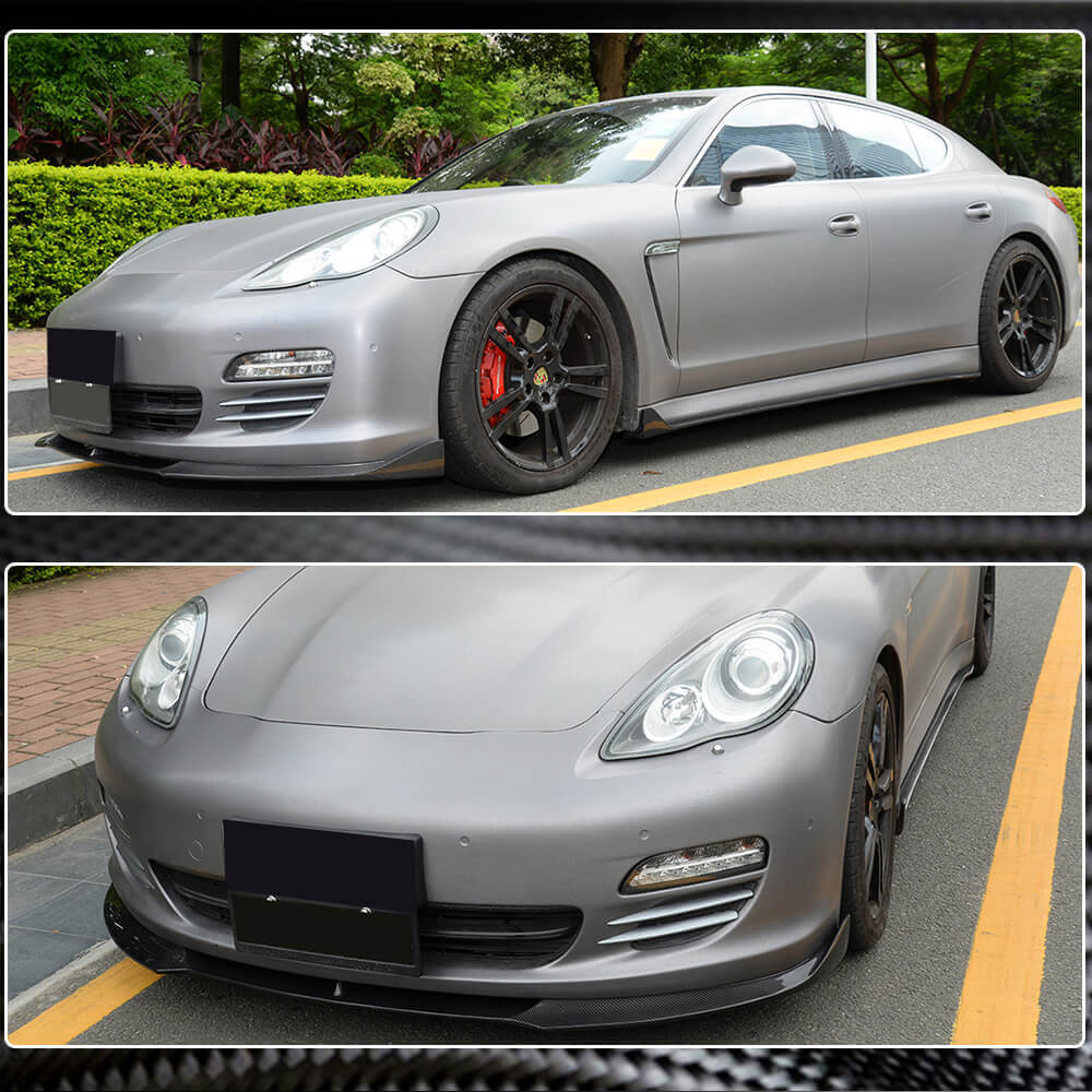Front Bumper Lip Spoiler (for Base 2009-2013, Carbon) for Porsche Panamera 2009-2016 - image 3