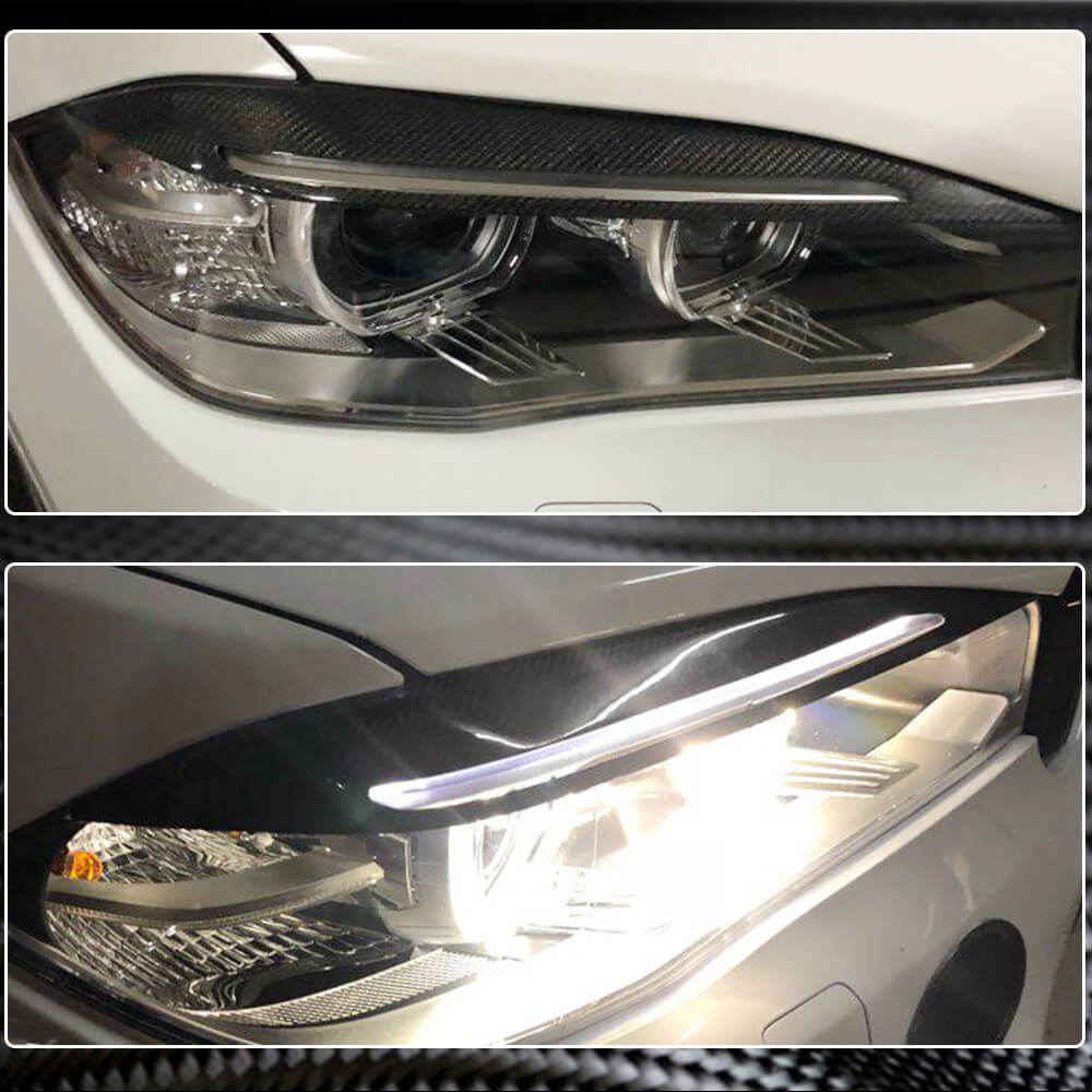 Headlight Eyebrows Lamp Eyelids Carbon Fiber V1 for BMW X5 F-15 2013-2018 - image 3