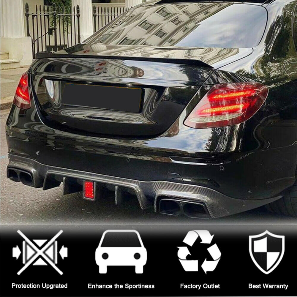 Rear Bumper Diffuser with Tips V2 (for AMG/AMG-Line 2016-2019, Carbon) for Mercedes E-сlass W213 2016-2023 - image 3