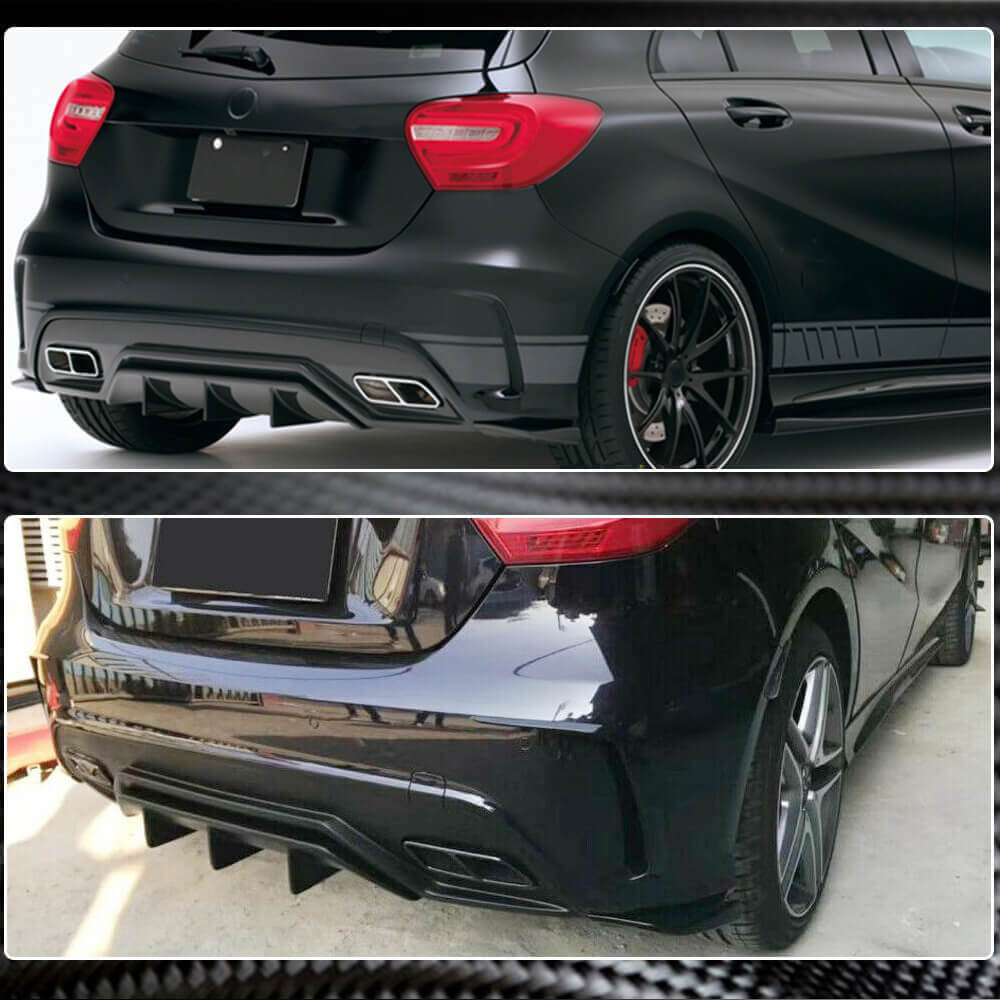 Rear Bumper Flap Covers (for AMG-Line / A45 AMG HB, Carbon) for Mercedes A-сlass W176 2012-2018 - image 3