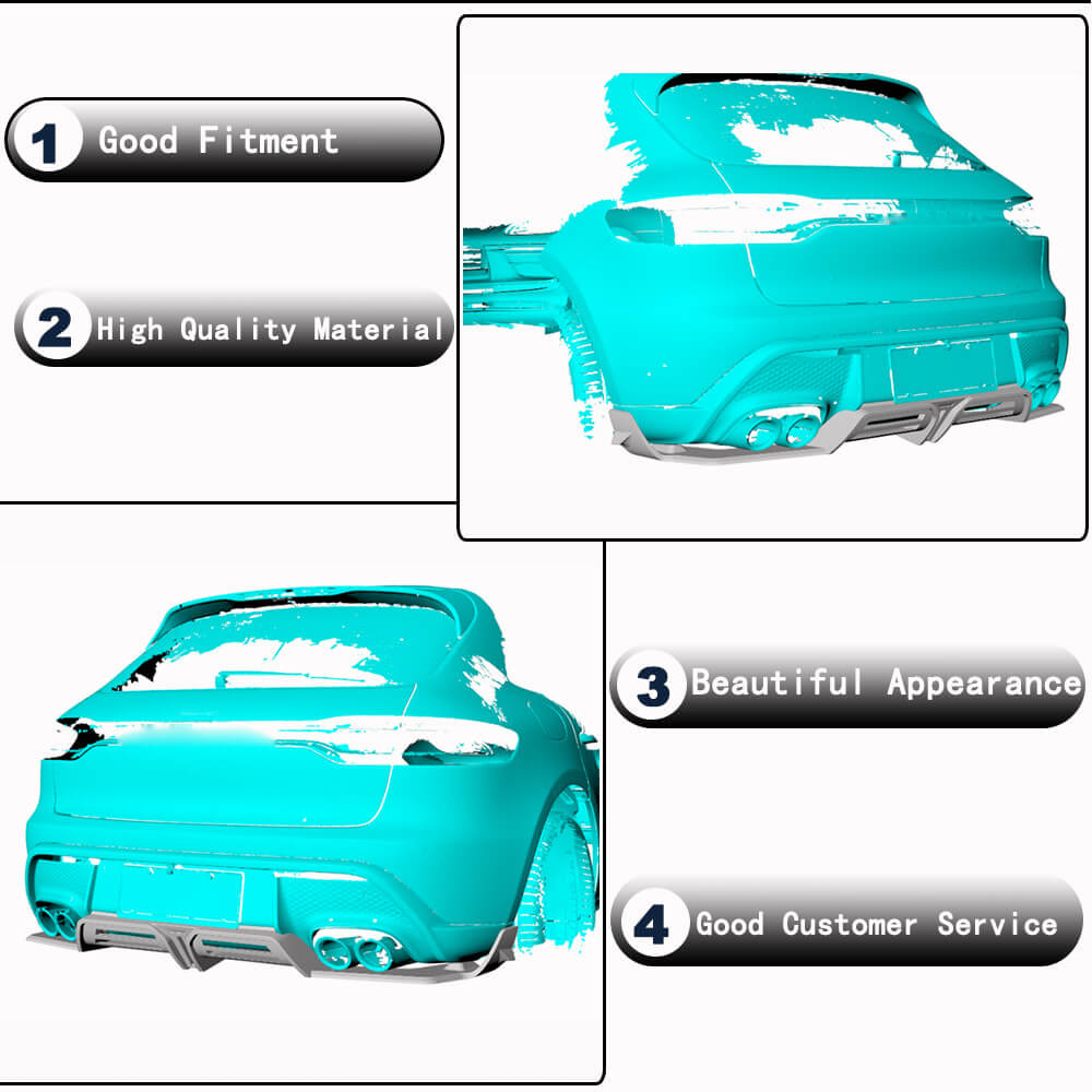 Rear Bumper Diffuser V2 (2021+, Carbon) for Porsche Macan 2014-2024 - image 3