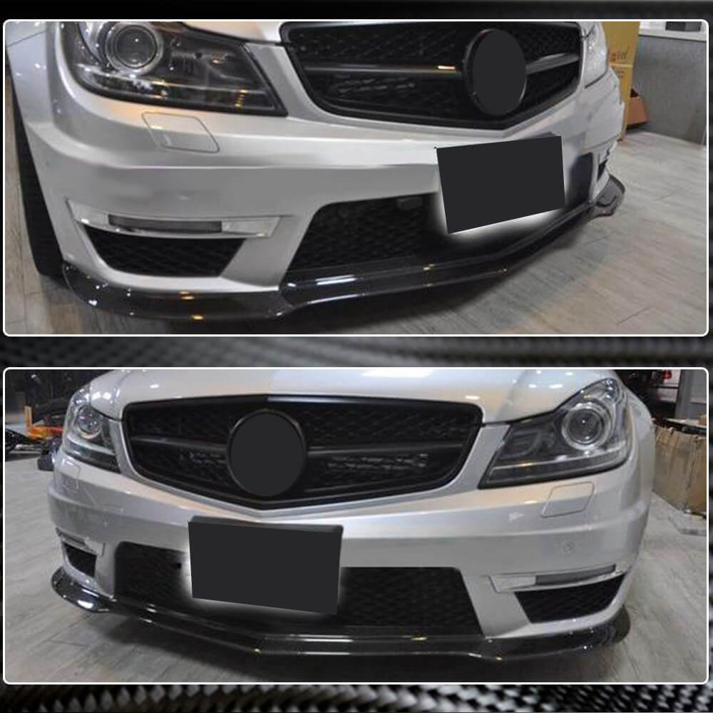 Front Bumper Lip V3 Overlay (for AMG 2012-2014, Carbon) for Mercedes C-class W204 2007-2015 - image 3