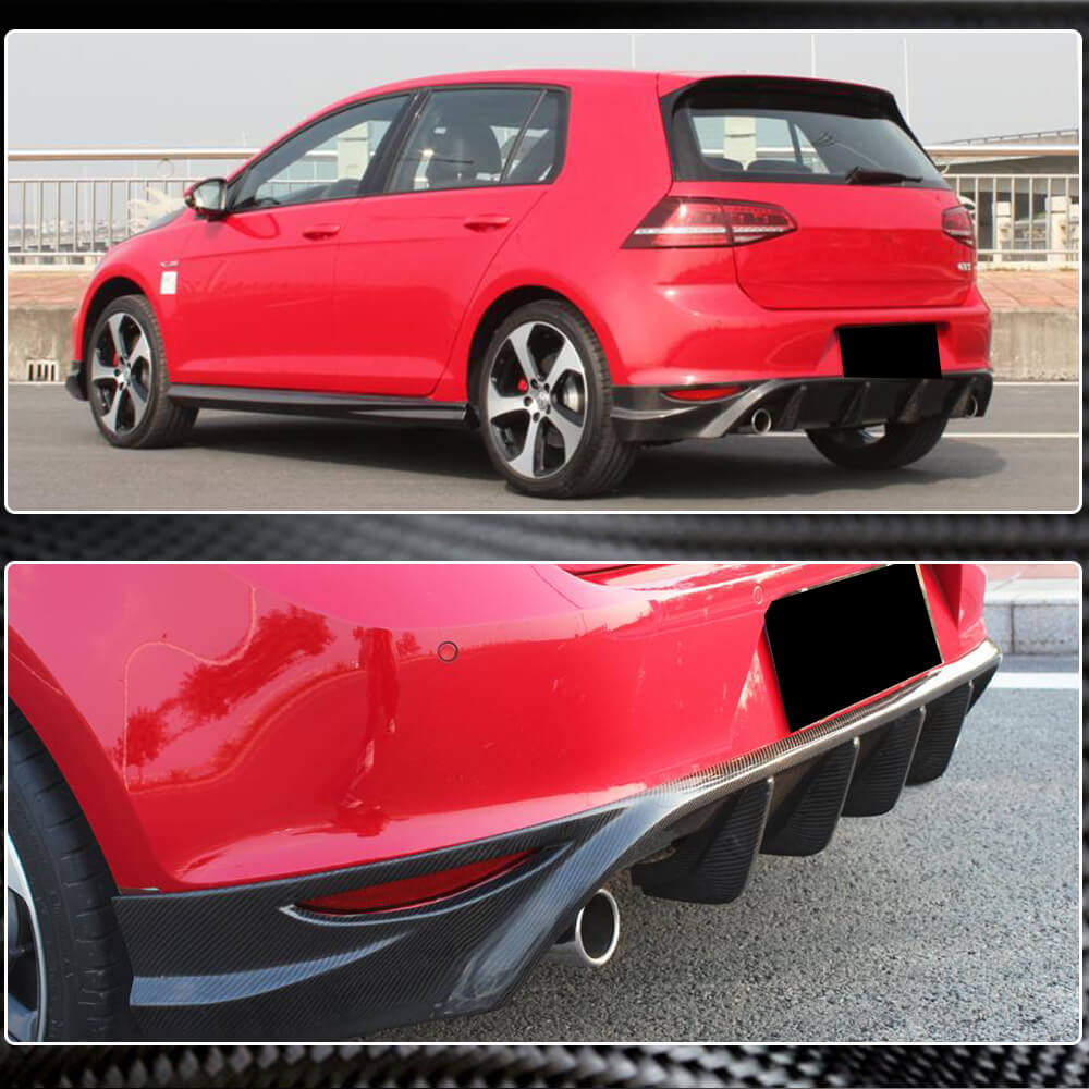 Rear bumper diffuser V2 (for Base/GTI HB 2012-2017, Carbon) for Volkswagen Golf 7/E-Golf - image 3