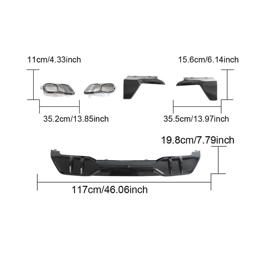 Rear bumper diffuser V4 (2018-2022, gloss black) for BMW X5 G05 2019- - image 3