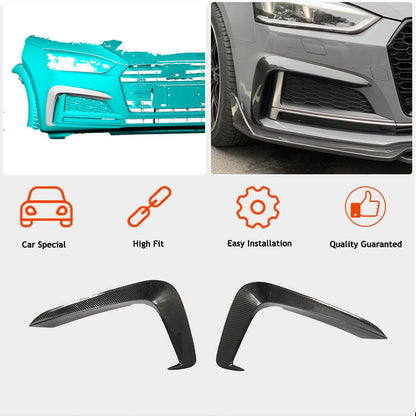 Front Bumper Flap V1 Extensions (for S-Line 2016-2020, Carbon) for Audi A5 2016-2025 - image 3
