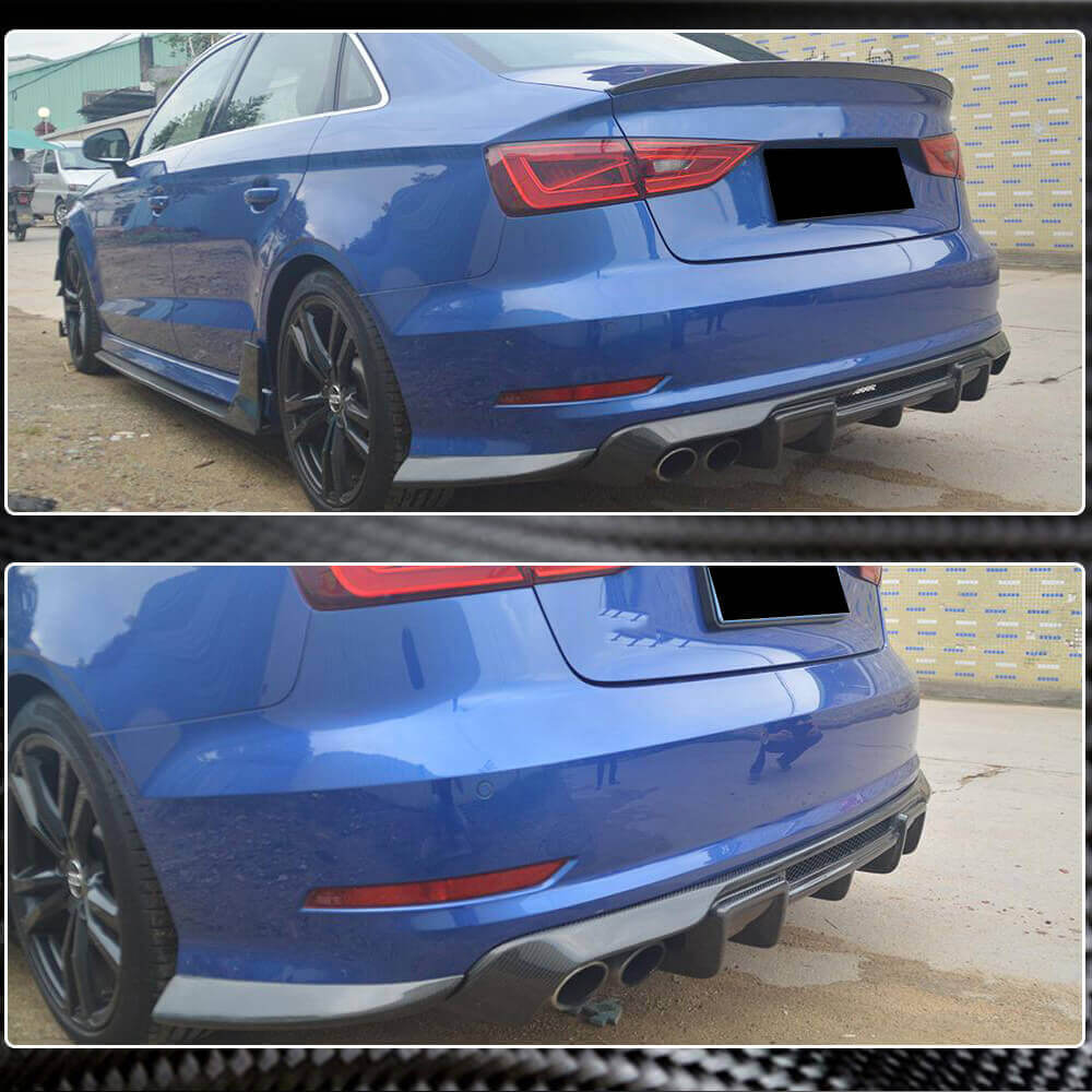 Rear Bumper Diffuser V1 for S-Line SD 2012-2016, Carbon for Audi A3 2012-2020 - image 3