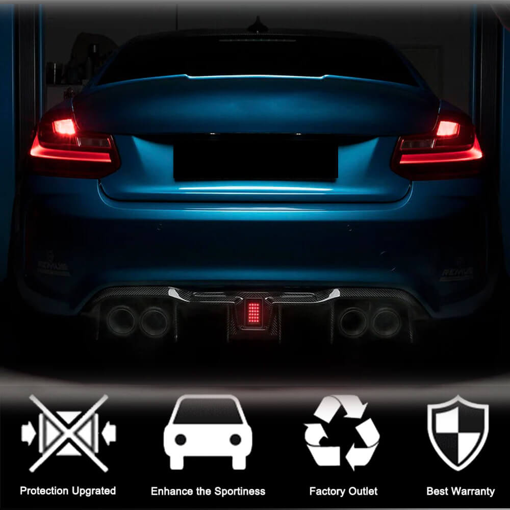 Rear Bumper Diffuser Splitters With LED Brake Light Carbon Fiber V8 (for F87) for BMW 2 Series F22/23 2014-2021 - image 3