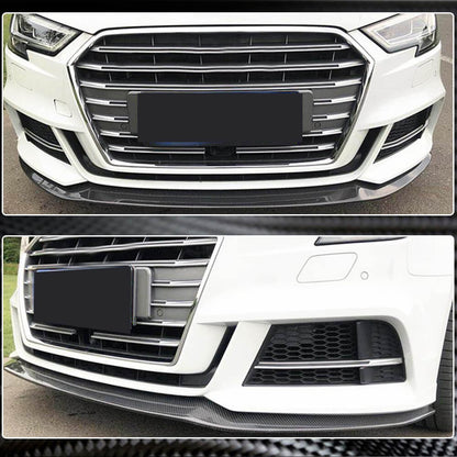 Front bumper lip Lip V3 (for S-Line Sedan 2017-2020, Carbon) for Audi A3 2012-2020 - image 3