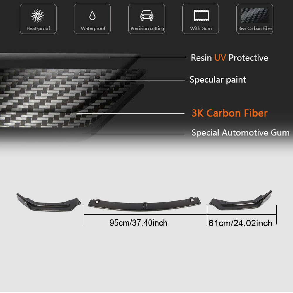 Front Bumper Lip V2 for Q50 Base 2018-2023, Carbon for Infiniti Q50/Q60 2013-2024 - image 3